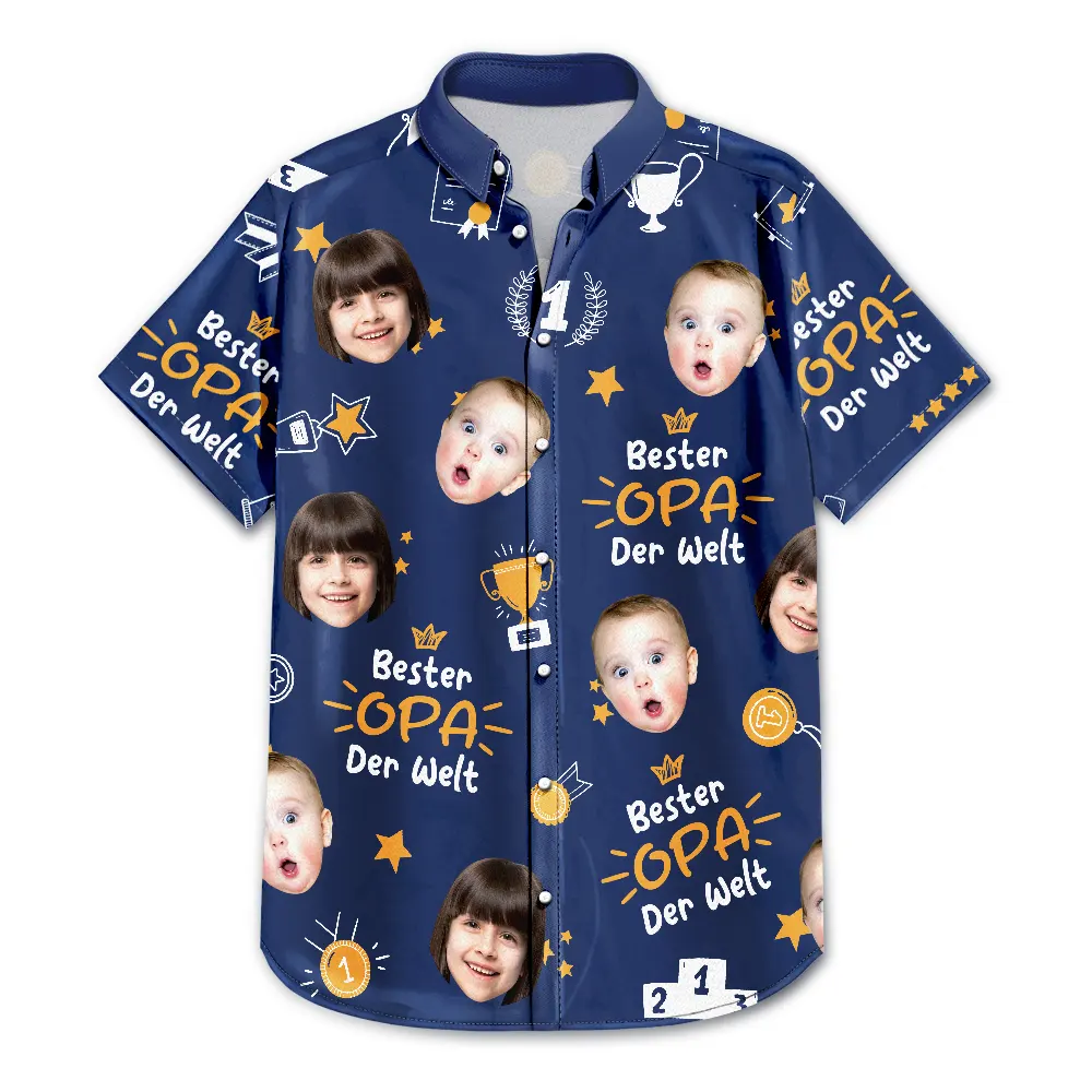 Eigenes Foto Bester Opa Der Welt Trophäen-Papa - Personalisiertes Hawaiihemd - Image 4