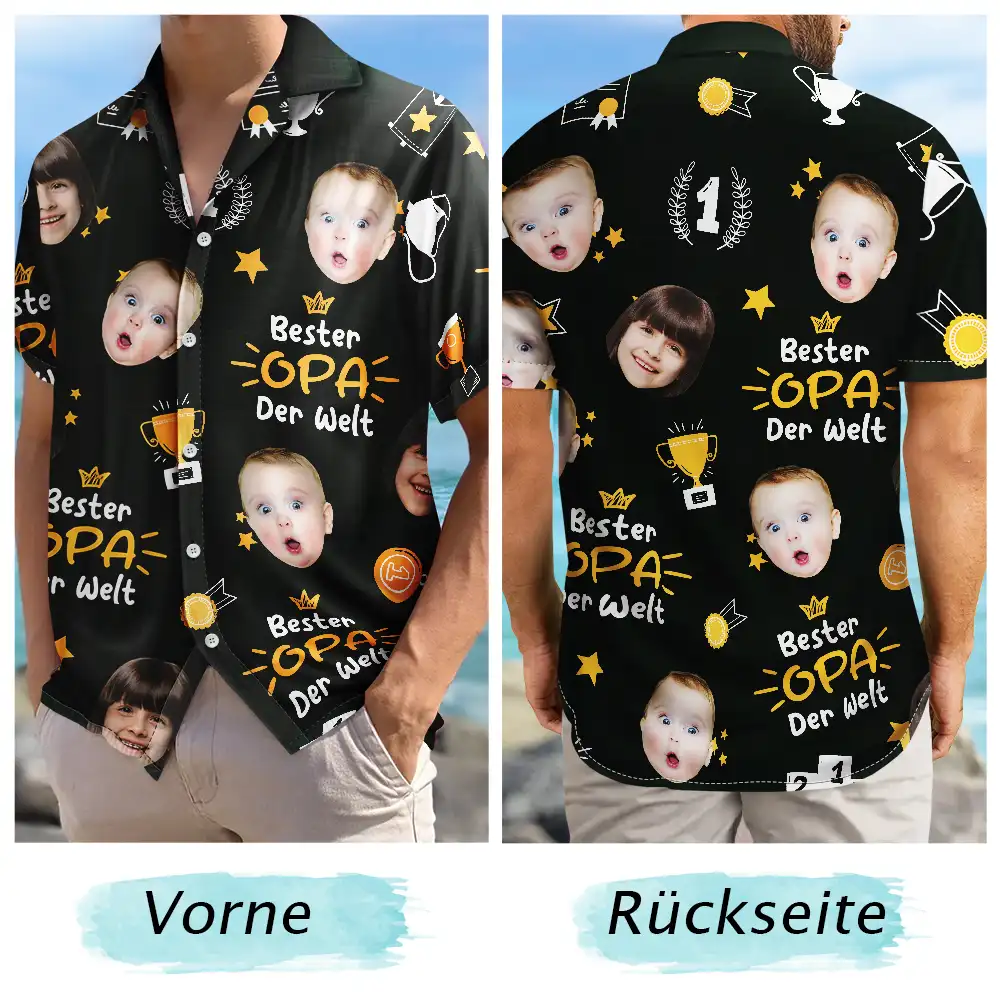 Eigenes Foto Bester Opa Der Welt Trophäen-Papa - Personalisiertes Hawaiihemd - Image 6