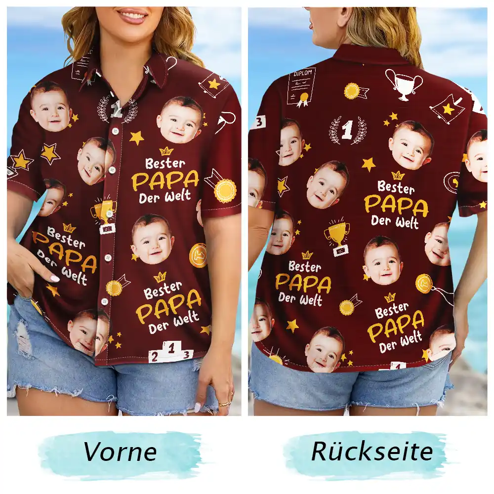 Eigenes Foto Bester Opa Der Welt Trophäen-Papa - Personalisiertes Hawaiihemd - Image 7