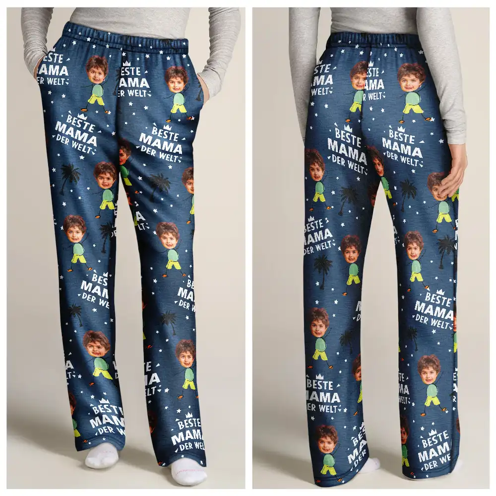 Eigenes Foto Bester Papa Beste Mama Der Welt - Personalisiertes Pyjamahose - Image 4