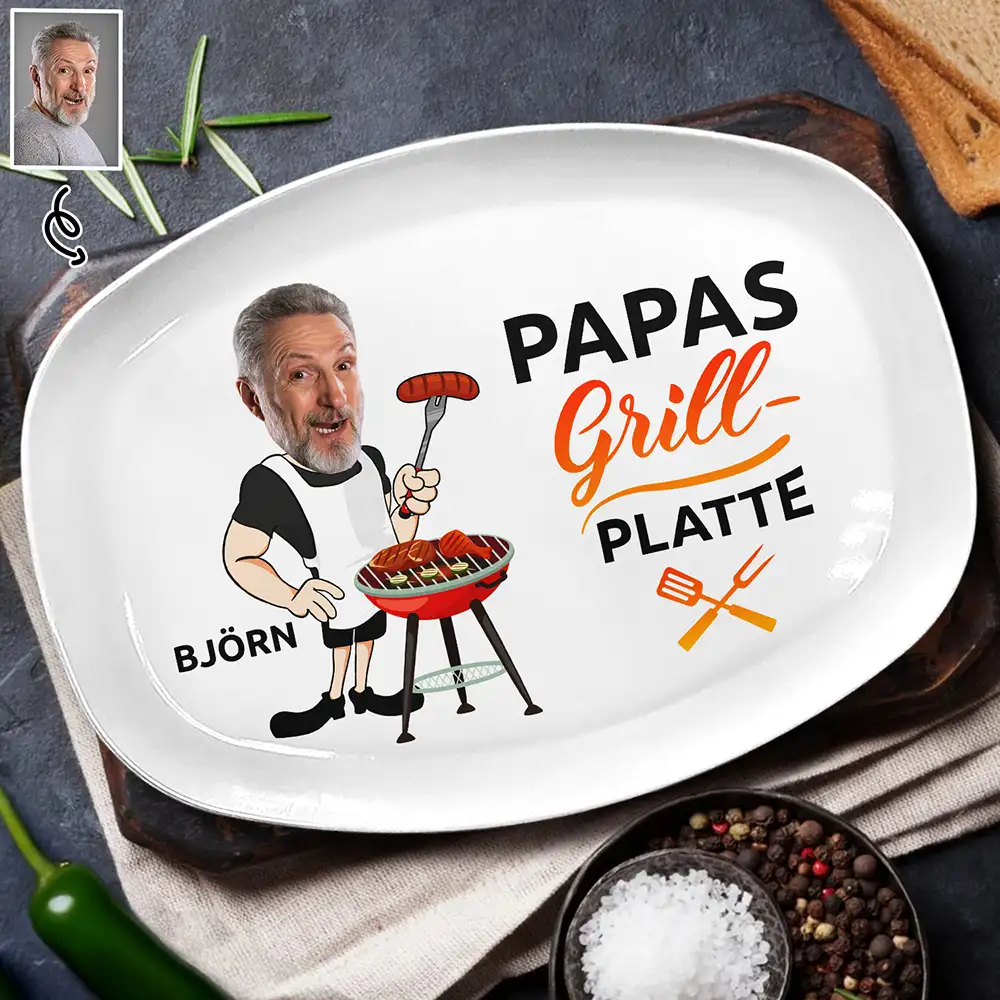 Eigenes Foto Papas Grillplatte - Personalisierte Platte