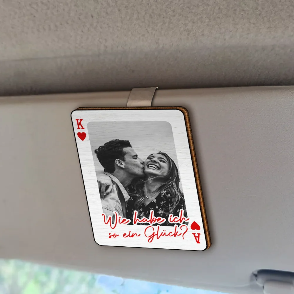 Eigenes Foto Spielkarte Fahr Vorsichtig - Personalisierter Individuell Geformter Auto-Sonnenblende-Clip - Image 2