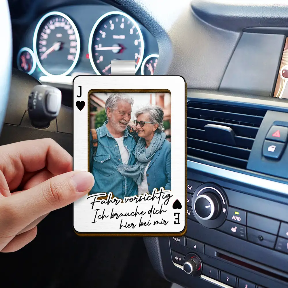Eigenes Foto Spielkarte Fahr Vorsichtig - Personalisierter Individuell Geformter Auto-Sonnenblende-Clip - Image 3