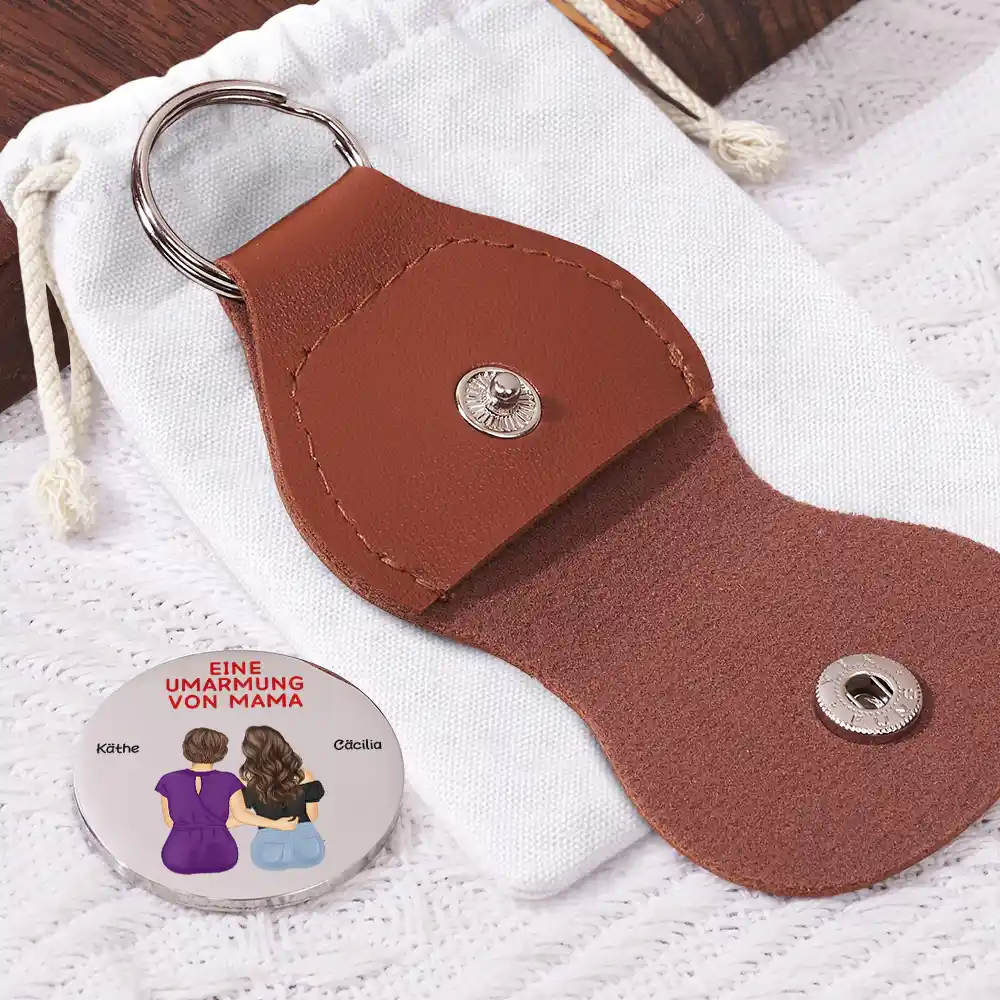 Eine Umarmung Von Mama - Personalisierter Pocket Hug Leder Schlüsselanhänger - Image 2