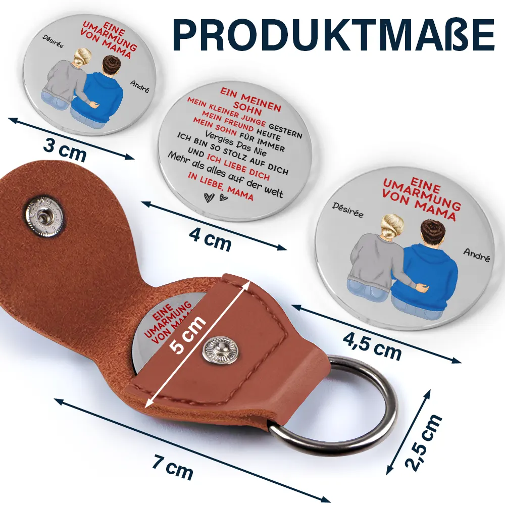 Eine Umarmung Von Mama - Personalisierter Pocket Hug Leder Schlüsselanhänger - Image 5