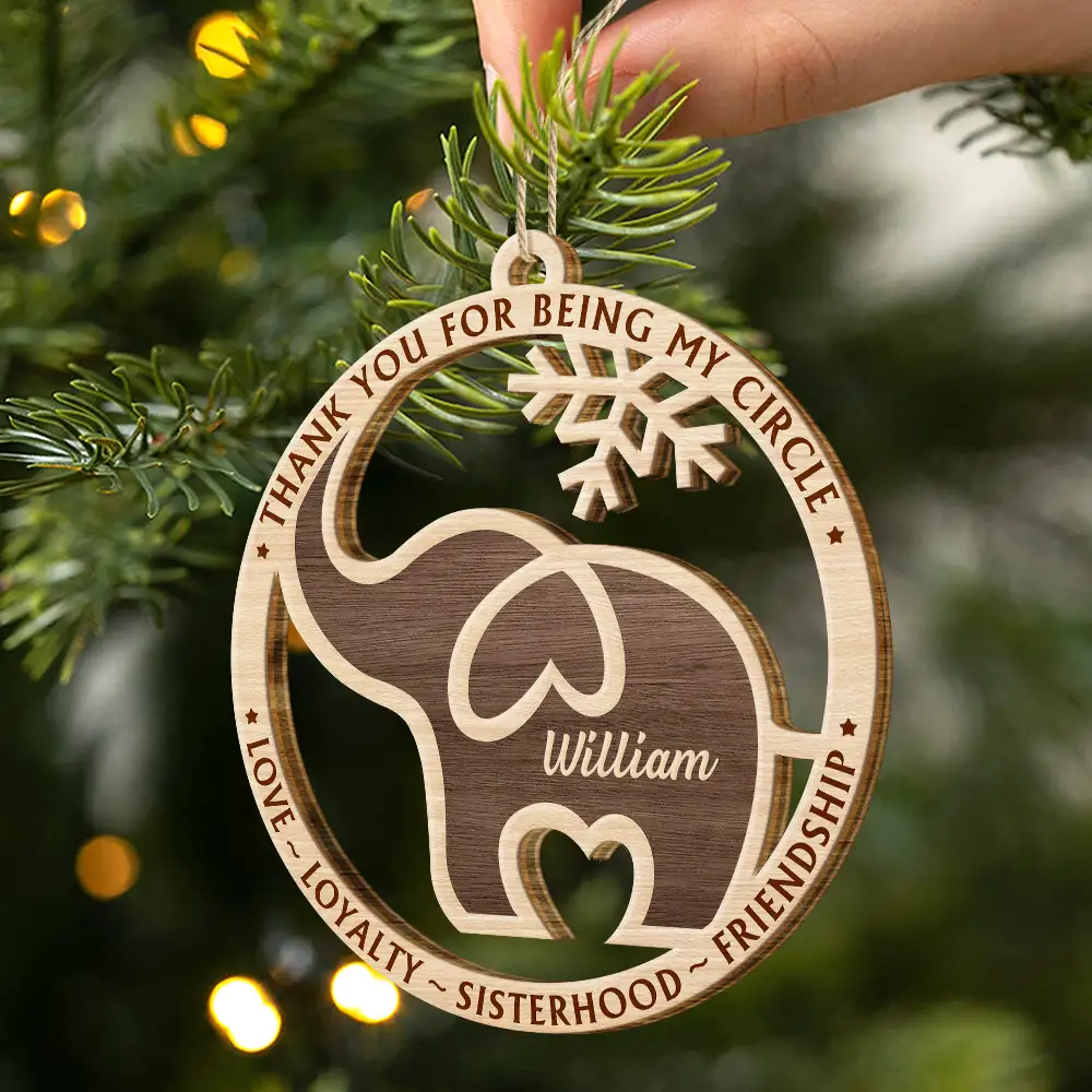 Elephant Friendship Sisterhood Sisters Besties Keepsake - Personalized Wooden Cutout Ornament - Image 2