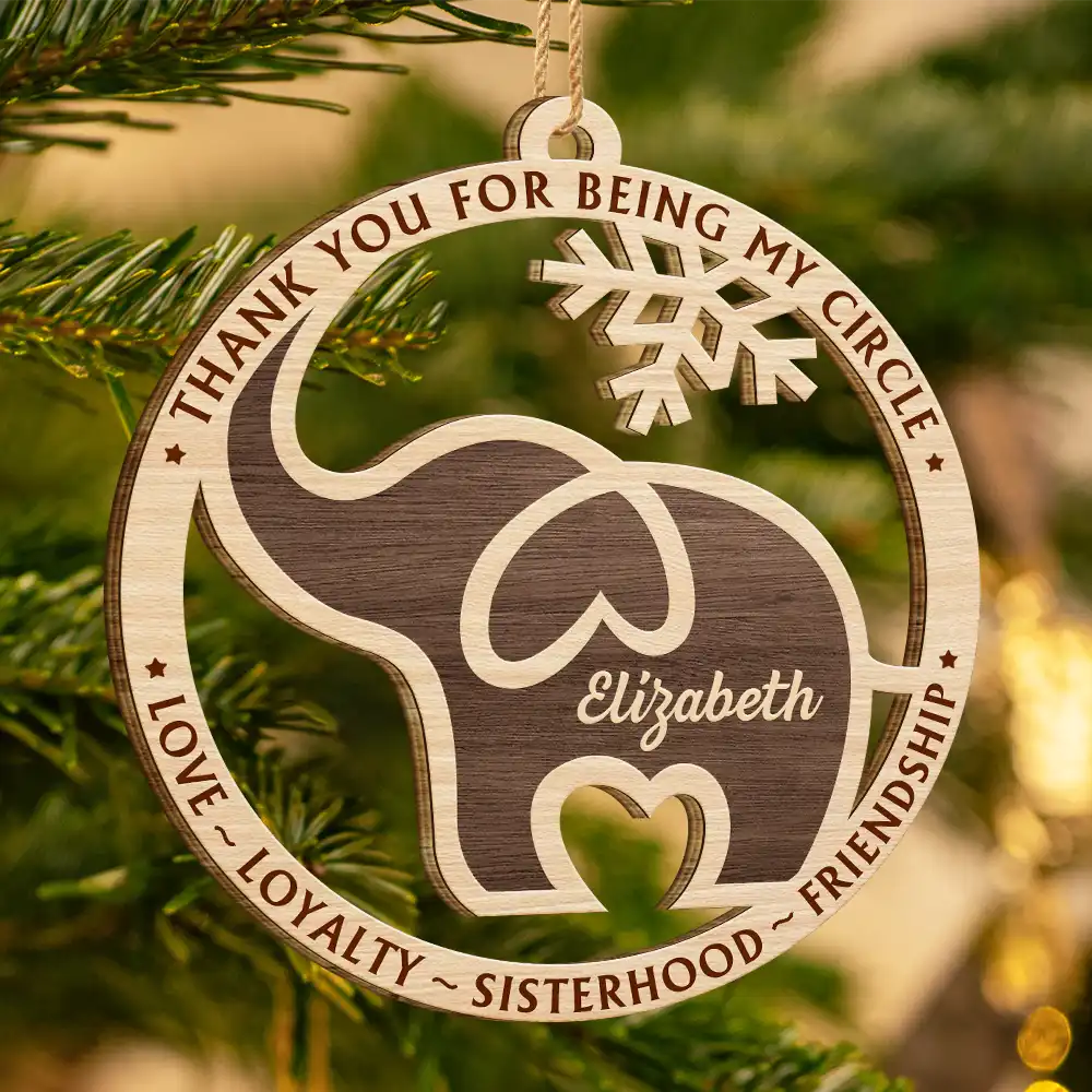 Elephant Friendship Sisterhood Sisters Besties Keepsake - Personalized Wooden Cutout Ornament - Image 3