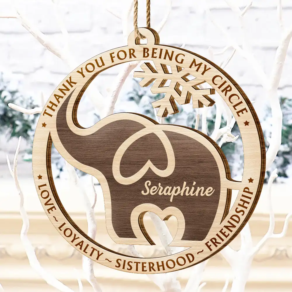 Elephant Friendship Sisterhood Sisters Besties Keepsake - Personalized Wooden Cutout Ornament - Image 4