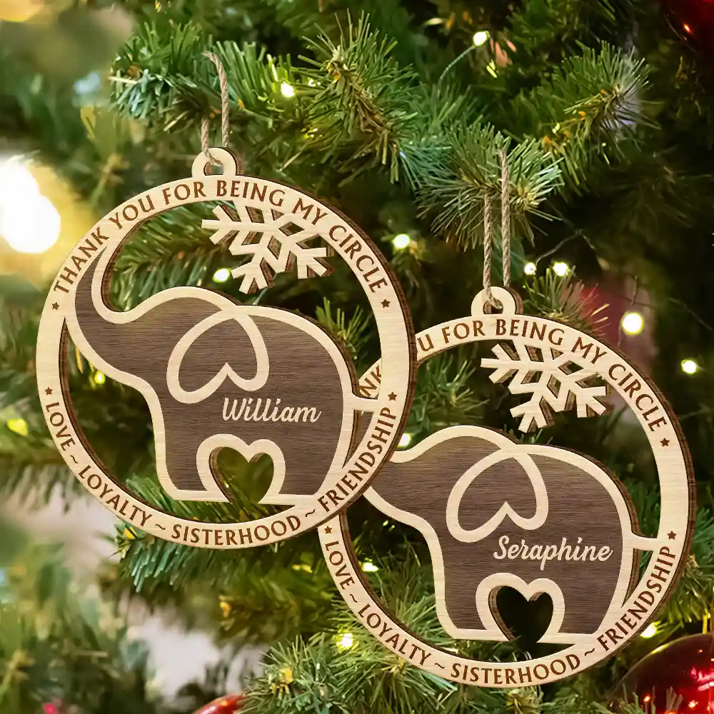 Elephant Friendship Sisterhood Sisters Besties Keepsake - Personalized Wooden Cutout Ornament - Image 6