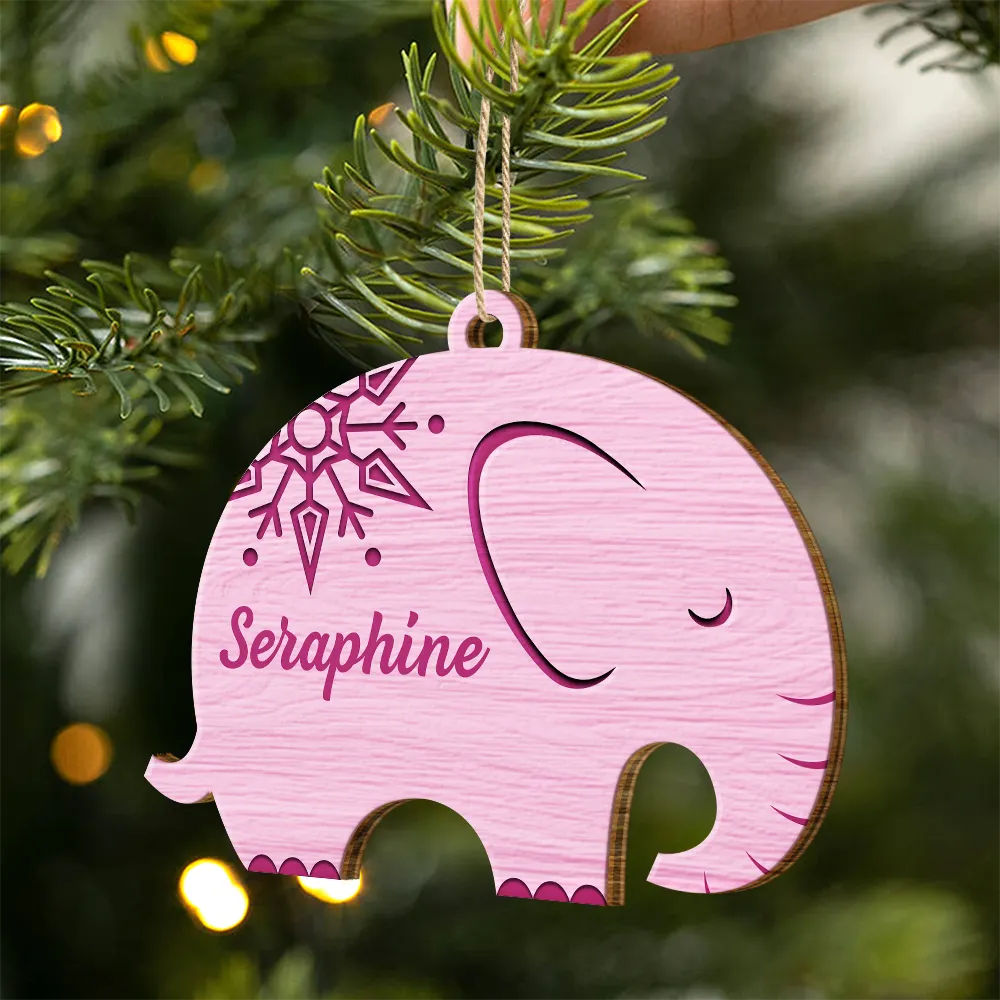 Elephant Sisterhood Sister Bestie Thank You - Personalized Wooden Ornament Print 2 Sides - Image 2