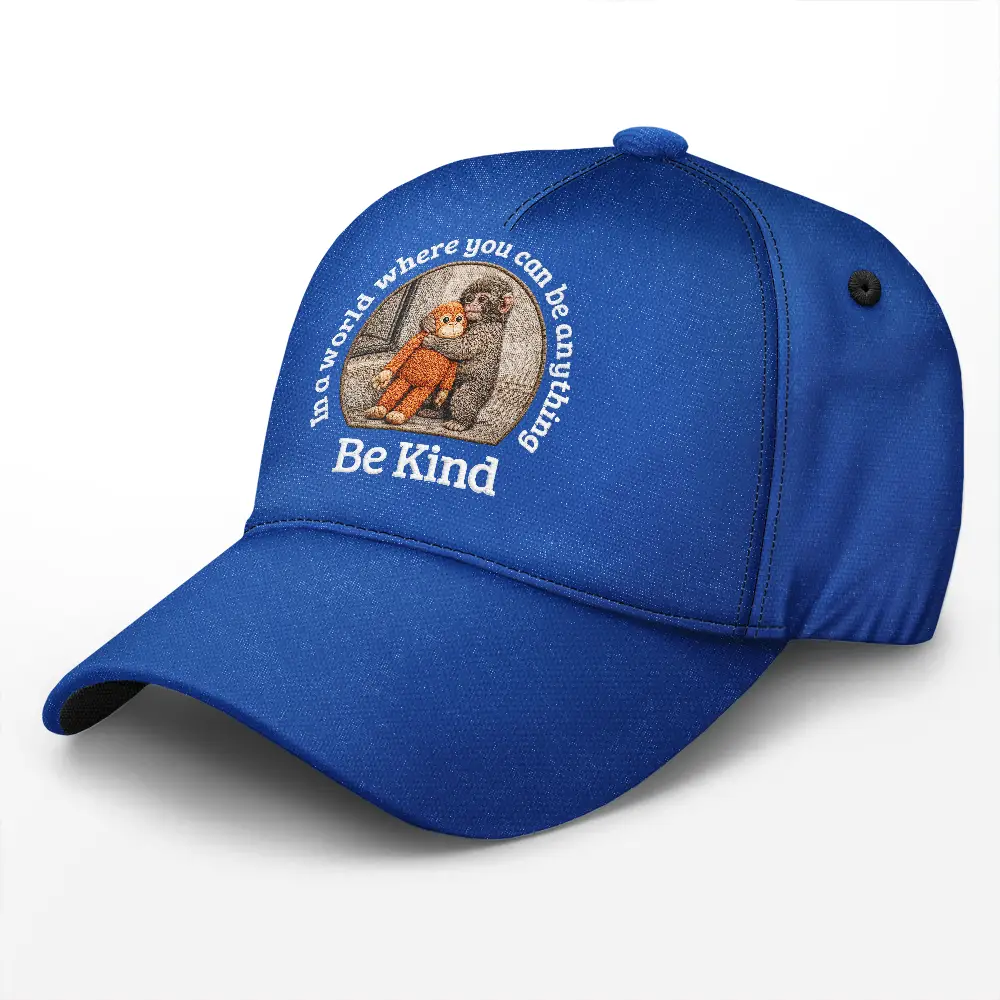 Embroidery Effect In A World Where You Can Be Anything Be Kind - Personalized Classic Cap - Image 2