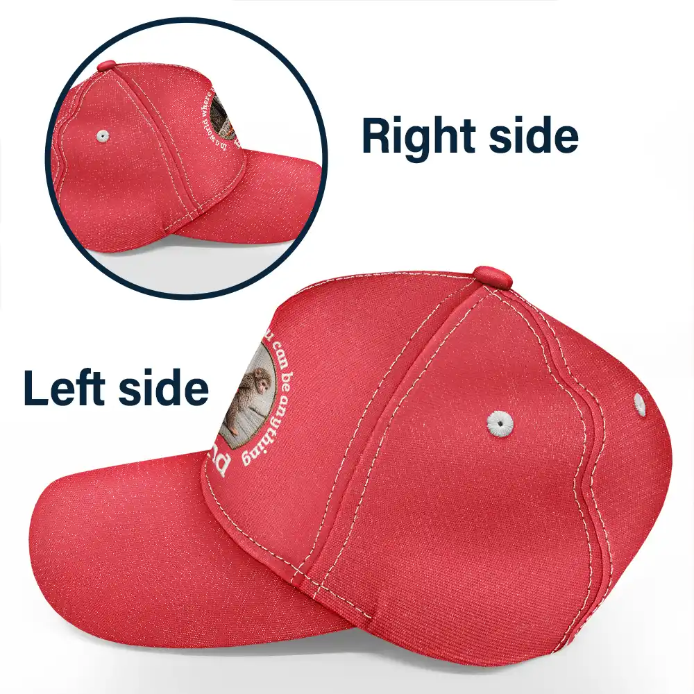 Embroidery Effect In A World Where You Can Be Anything Be Kind - Personalized Classic Cap - Image 3