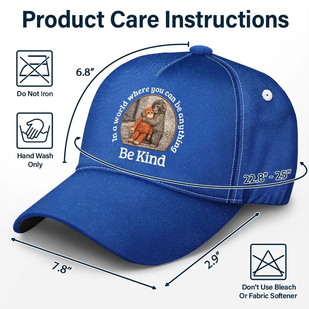 Embroidery Effect In A World Where You Can Be Anything Be Kind - Personalized Classic Cap - Image 6