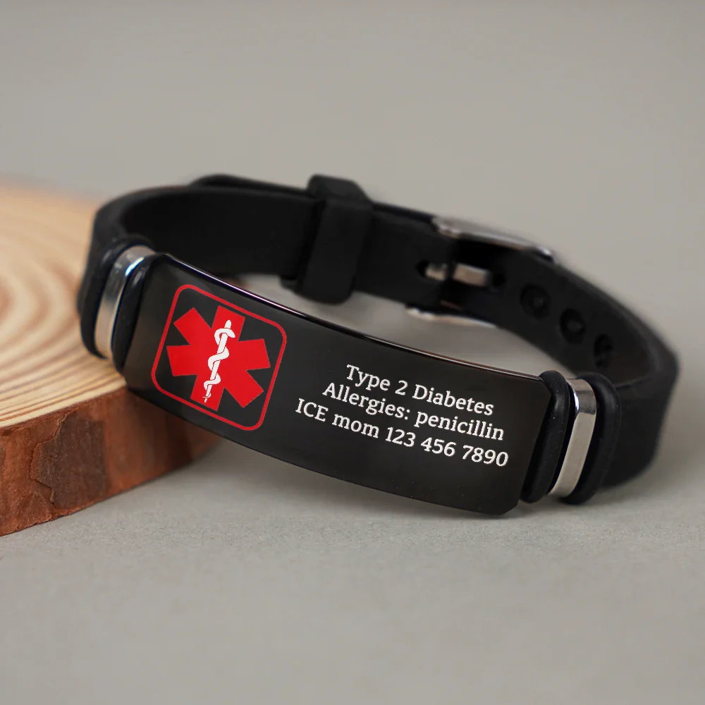 Emergency Medical Alert Band - Personalized Engraved Bracelet - Image 4