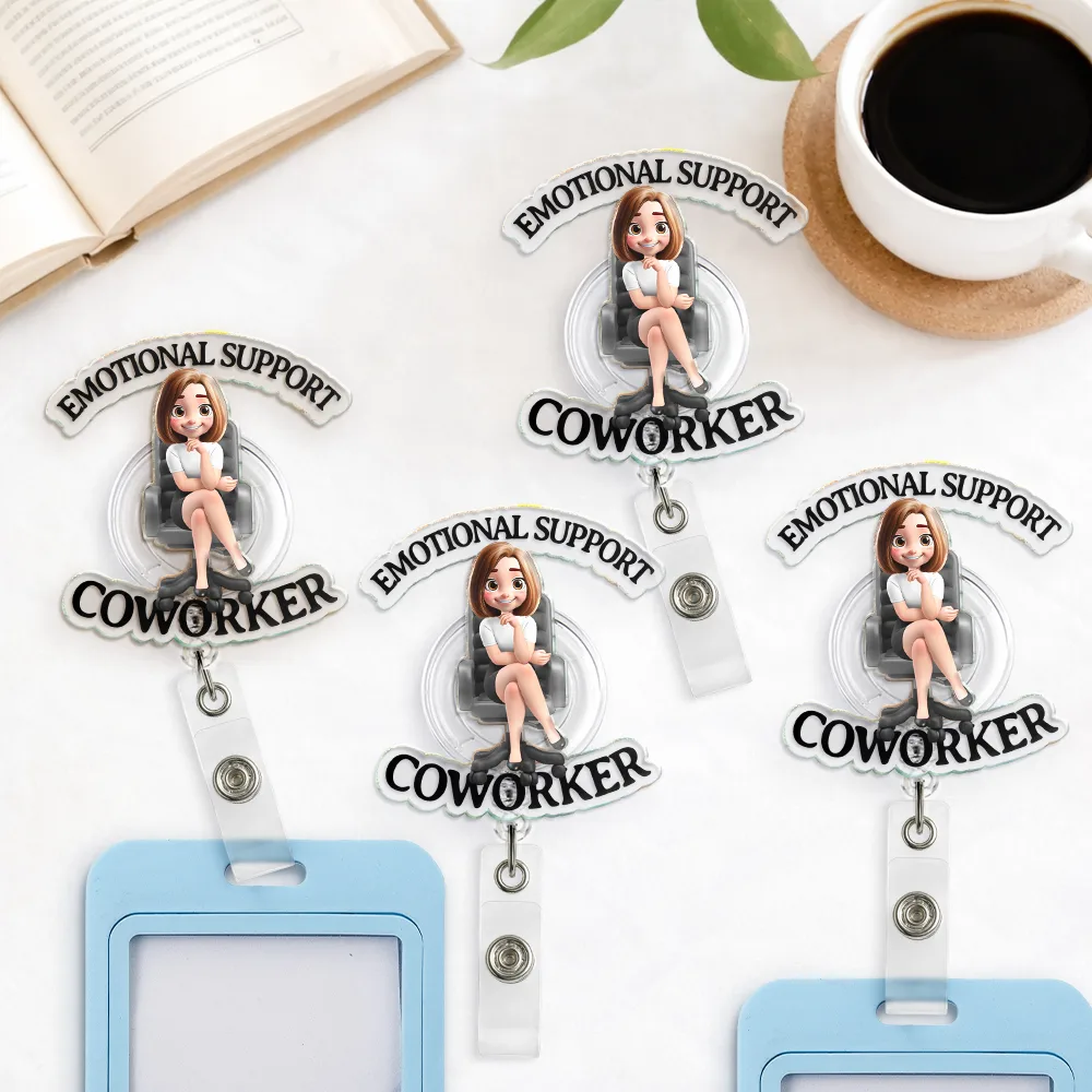 Emotional Support Coworker 3D Effect Sitting Person - Personalized Badge Reel - Image 4