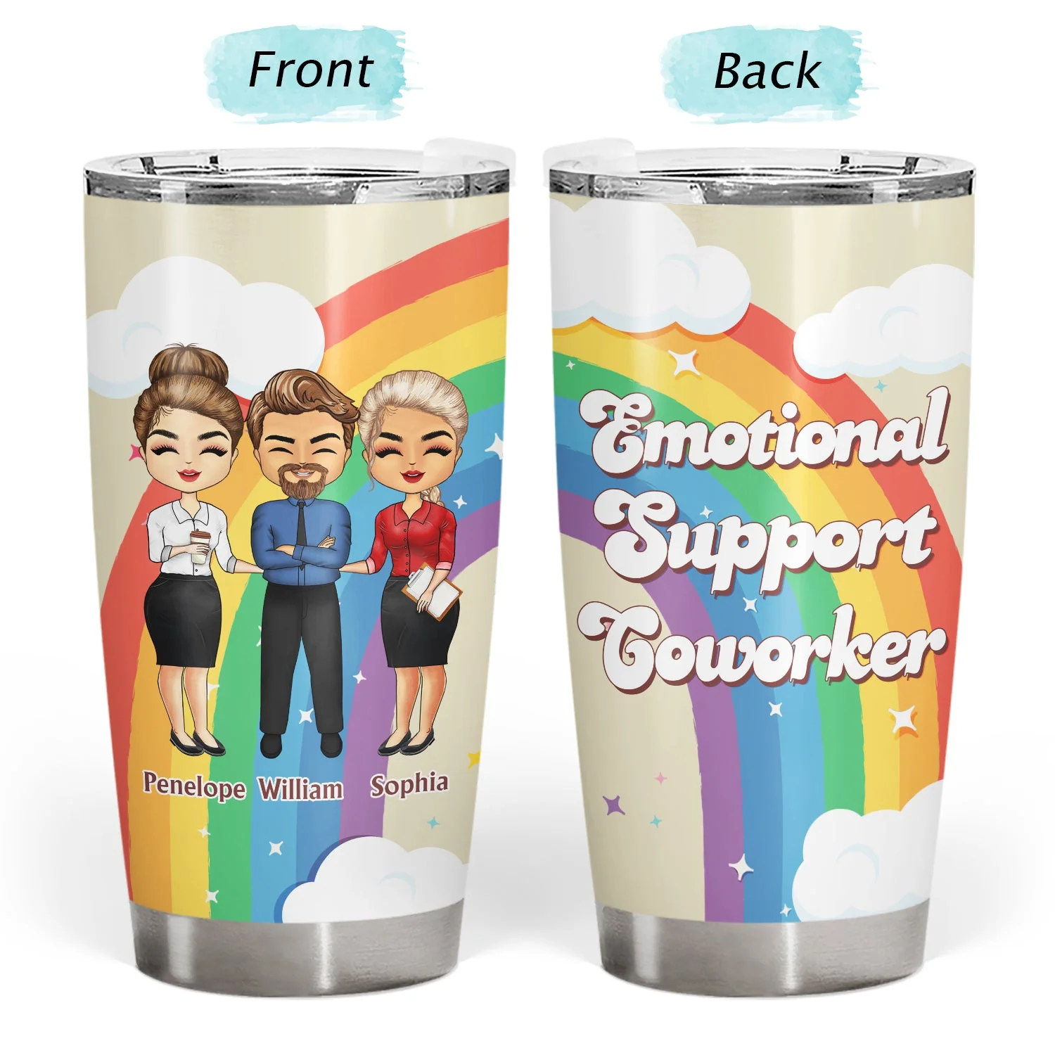 Emotional Support Coworker Office Colleagues Bestie - Birthday, Lovely Gift For Friends, Best Friends, Besties, Soul Sisters, BFF - Personalized Custom Tumbler - Image 3
