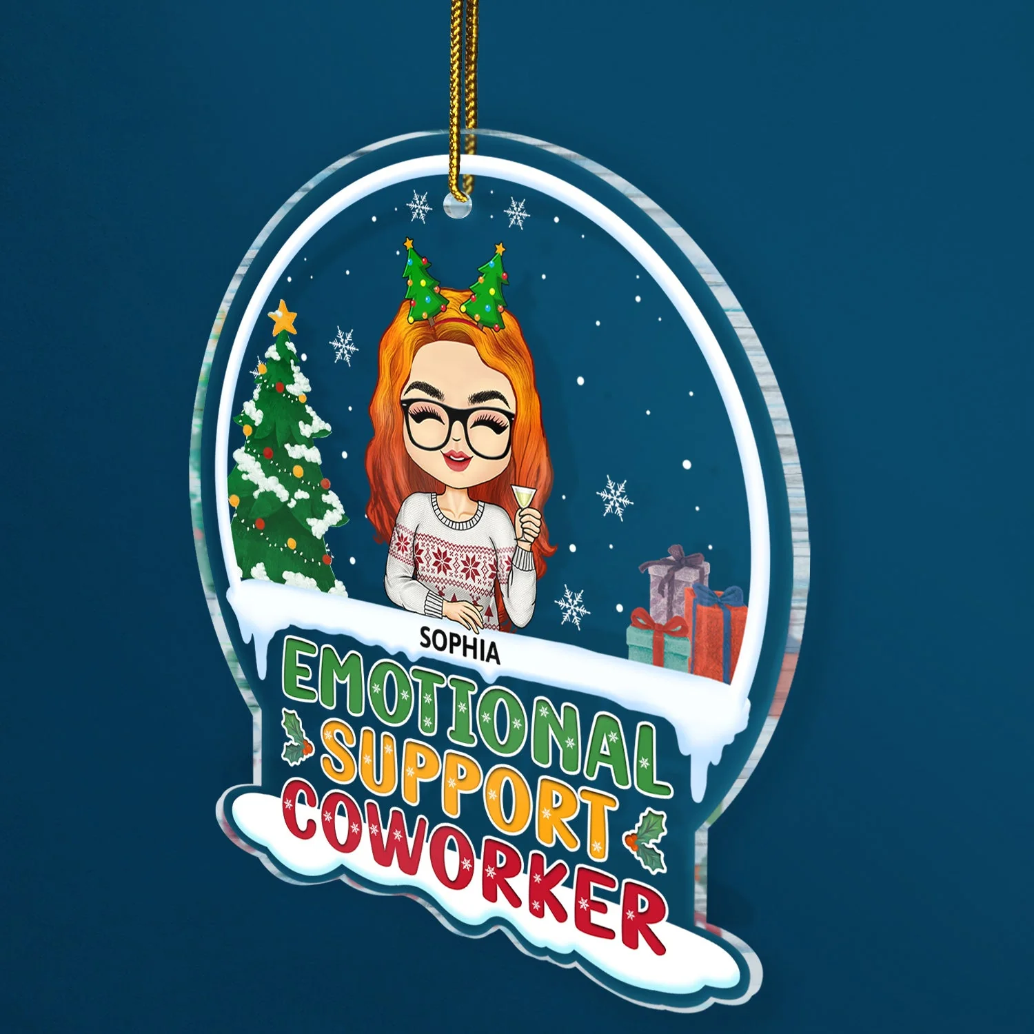 Emotional Support Coworkers - Christmas Gifts For Colleagues, Besties - Personalized Custom Shaped Acrylic Ornament - Image 2