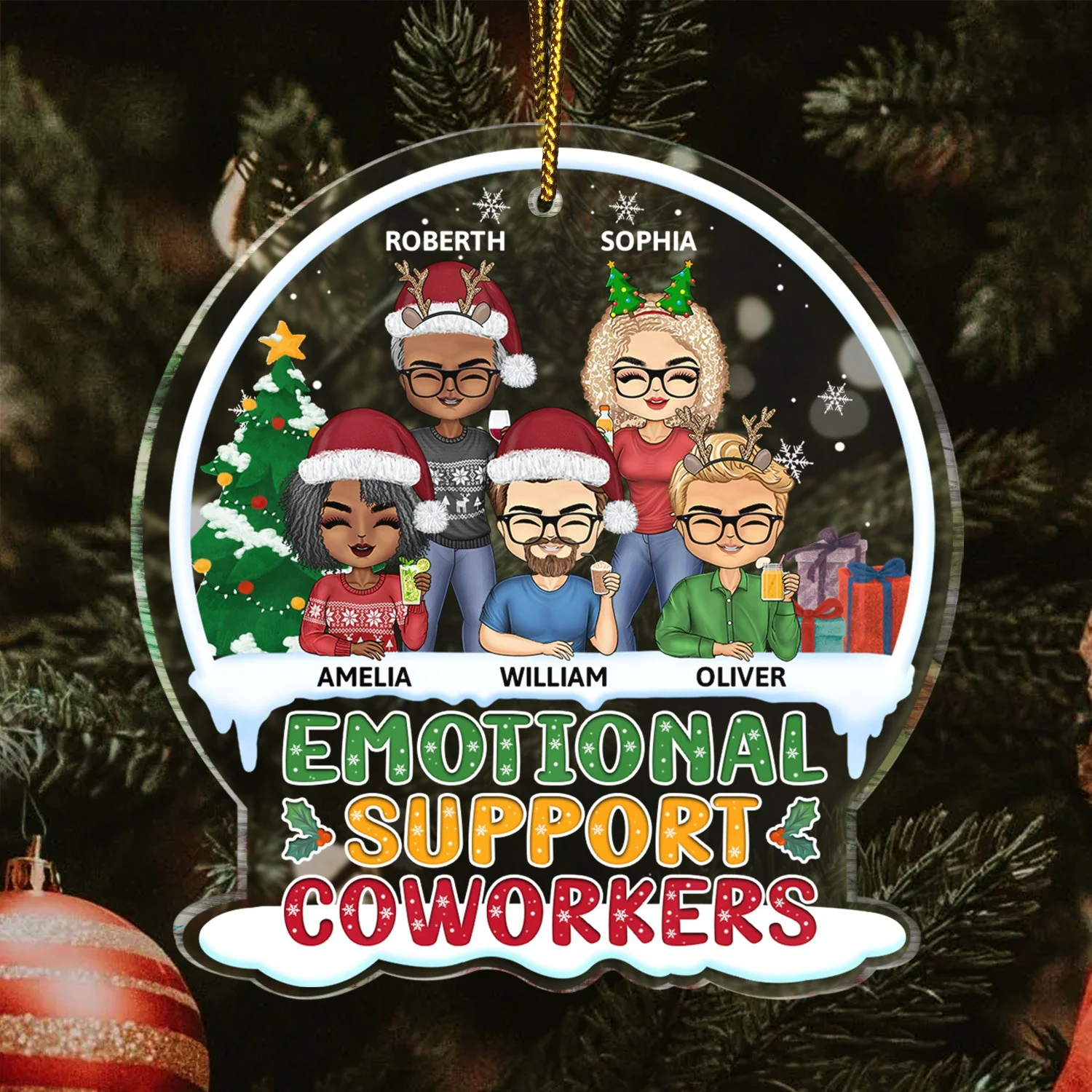 Emotional Support Coworkers - Christmas Gifts For Colleagues, Besties - Personalized Custom Shaped Acrylic Ornament - Image 3