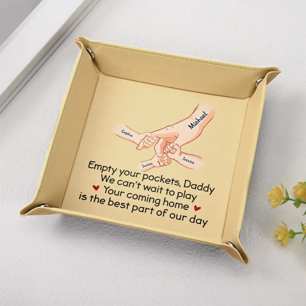 Empty Your Pockets Daddy - Personalized Leather Valet Tray - Image 2