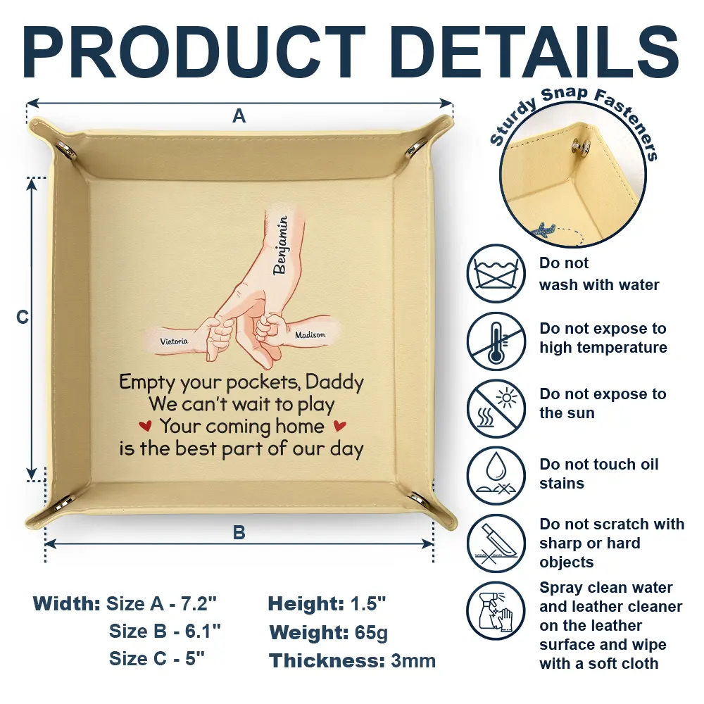 Empty Your Pockets Daddy - Personalized Leather Valet Tray - Image 6
