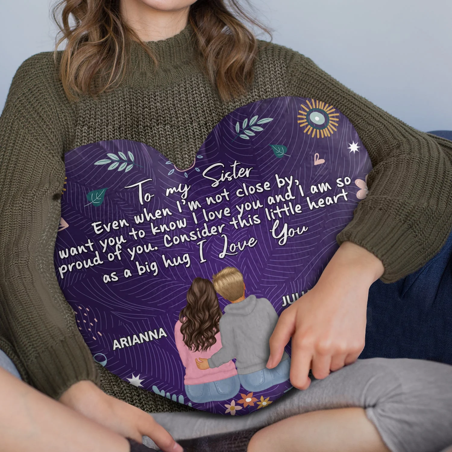 Even When I'm Not Close By - Gift For Sisters, Besties, Daughters - Personalized Heart Shaped Pillow - Image 3