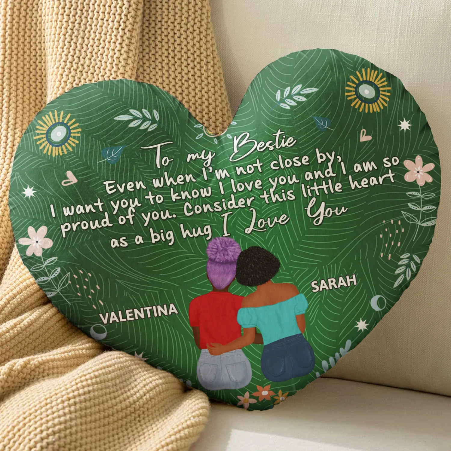 Even When I'm Not Close By - Gift For Sisters, Besties, Daughters - Personalized Heart Shaped Pillow - Image 4