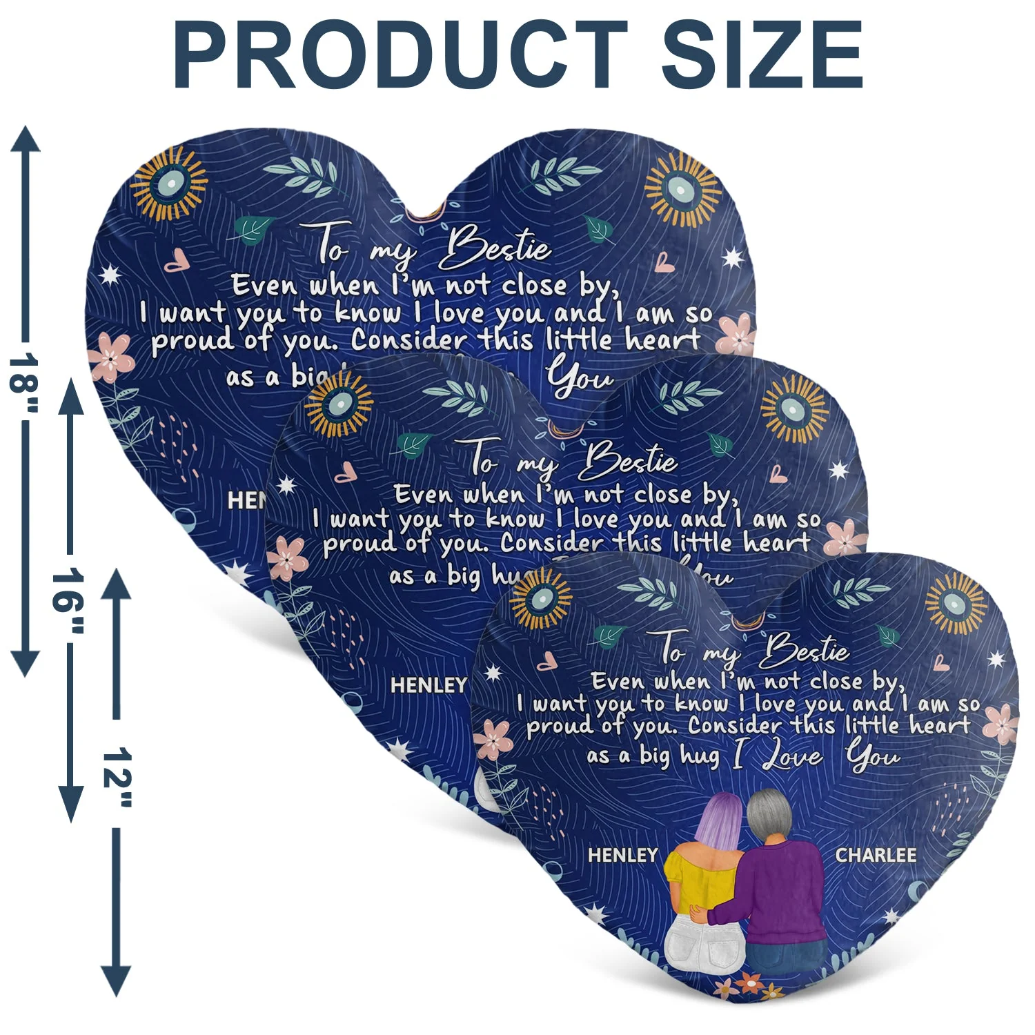 Even When I'm Not Close By - Gift For Sisters, Besties, Daughters - Personalized Heart Shaped Pillow - Image 6