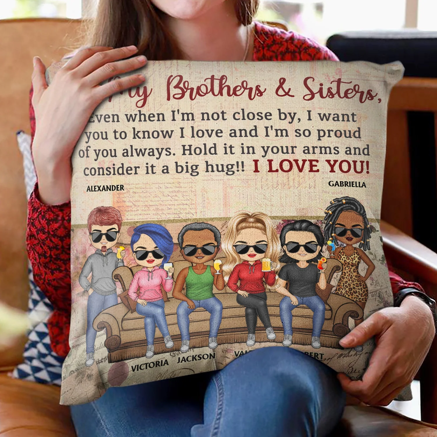 Even When I'm Not Close By Sisters Brothers Sibling Besties - Family Gift - Personalized Custom Pillow - Image 2