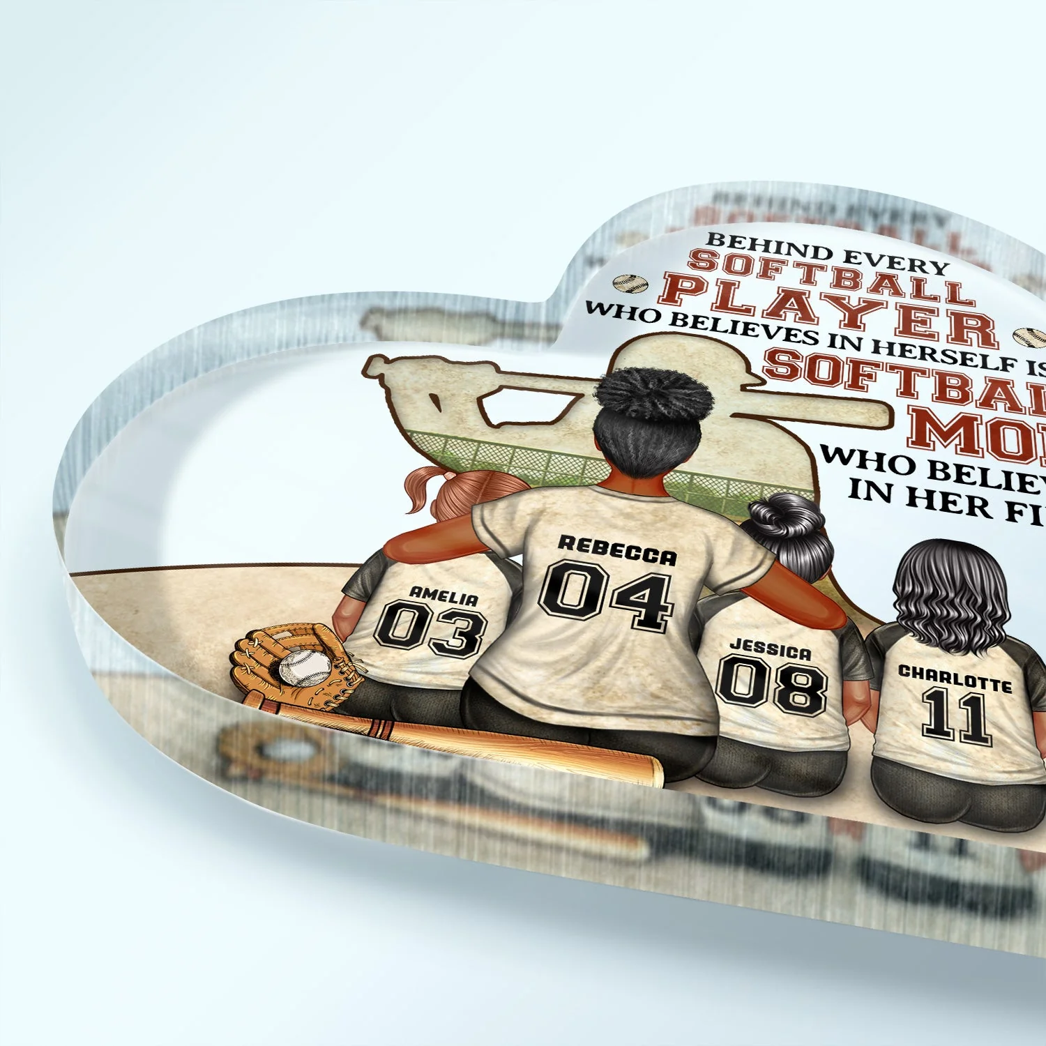 Every Baseball Softball Player Who Believes In - Birthday, Loving Gift For Sport Fan, Mom, Mother - Personalized Custom Heart Shaped Acrylic Plaque - Image 4