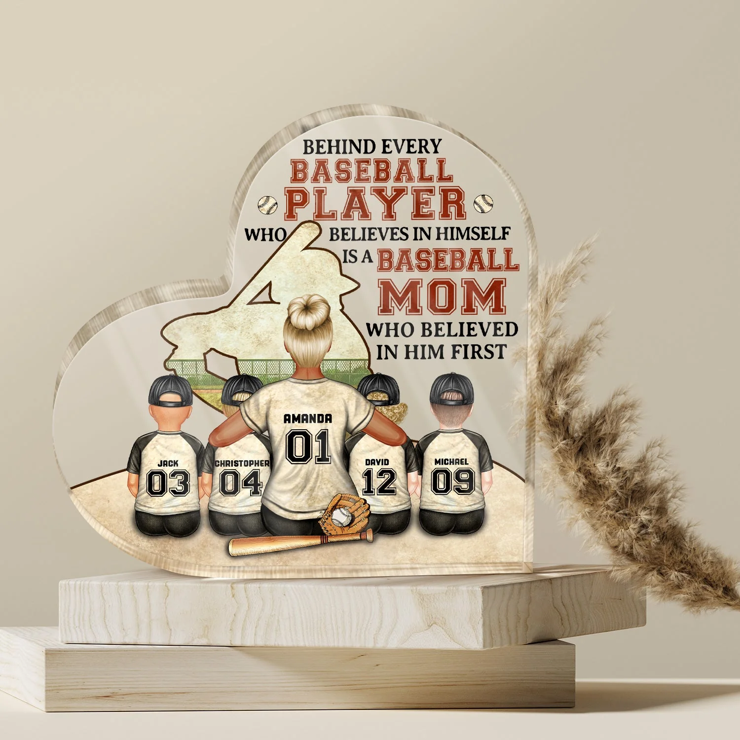 Every Baseball Softball Player Who Believes In - Birthday, Loving Gift For Sport Fan, Mom, Mother - Personalized Custom Heart Shaped Acrylic Plaque - Image 5