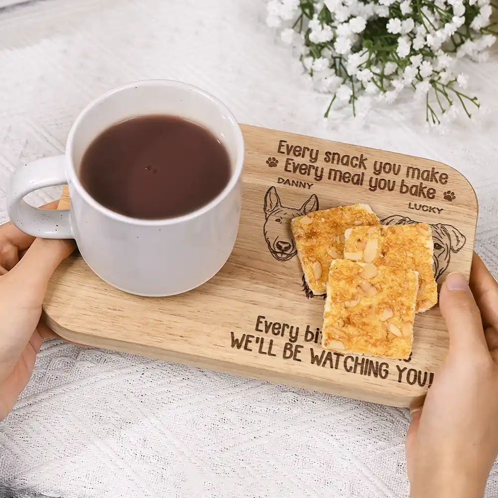 Every Bite You Take We Will Be Watching You - Personalized Serving Board With Cup Holder - Image 5