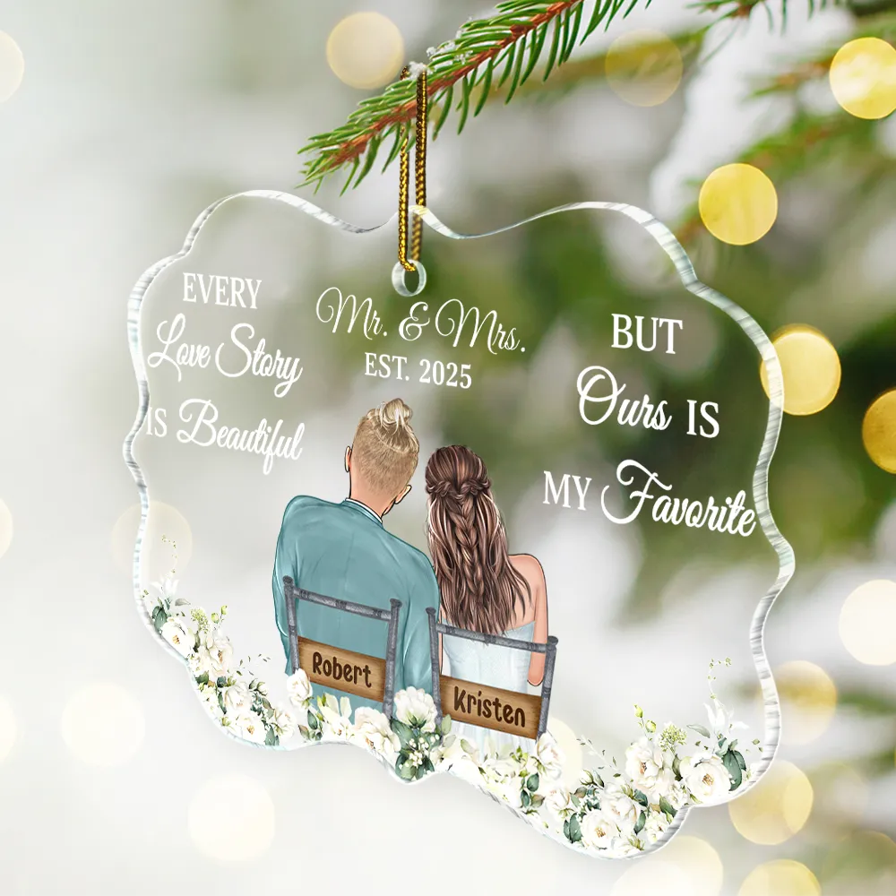 Every Love Story Is Beautiful - Personalized Medallion Acrylic Ornament - Image 2