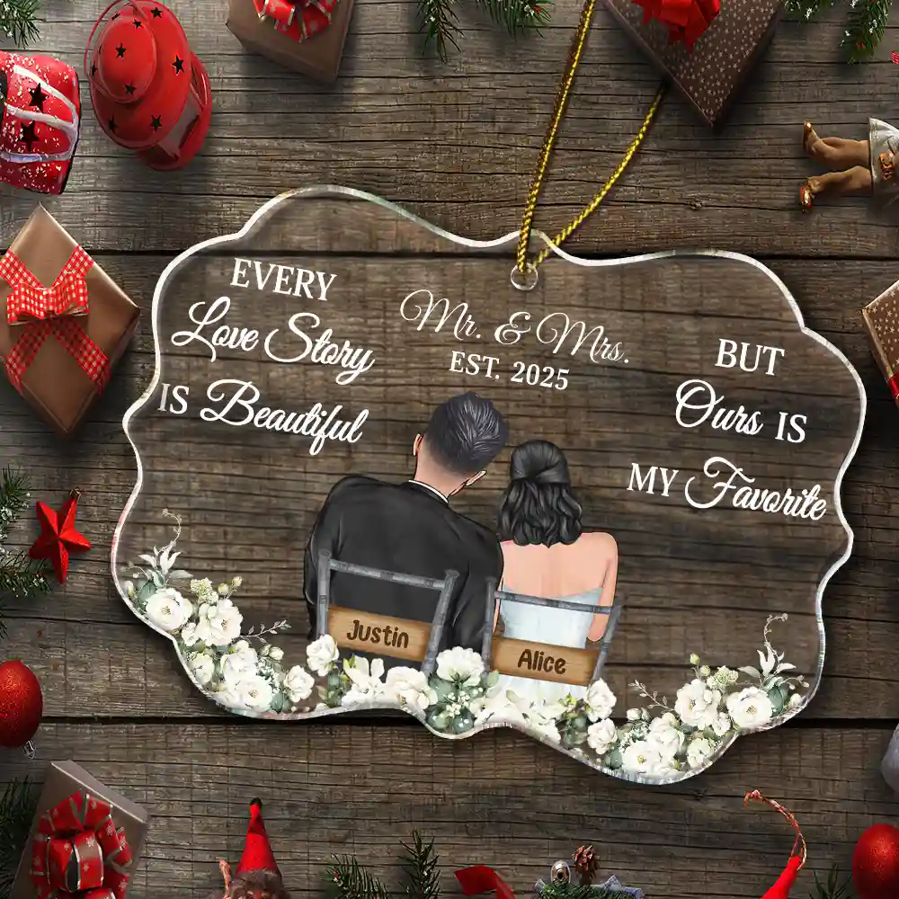 Every Love Story Is Beautiful - Personalized Medallion Acrylic Ornament - Image 5