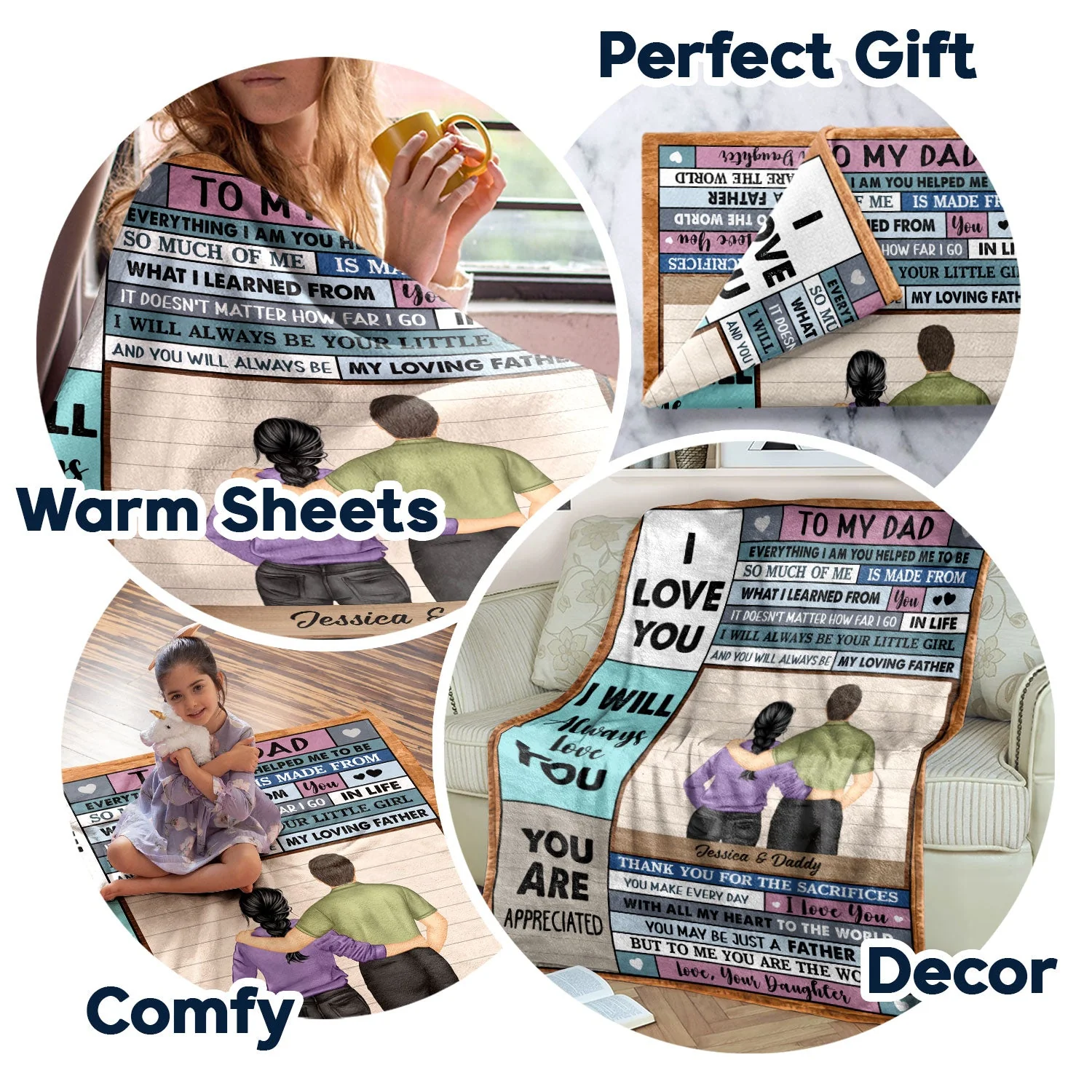 Everything I Am You Help Me To Be - Gift For Dad, Father - Personalized Custom Fleece Blanket - Image 5