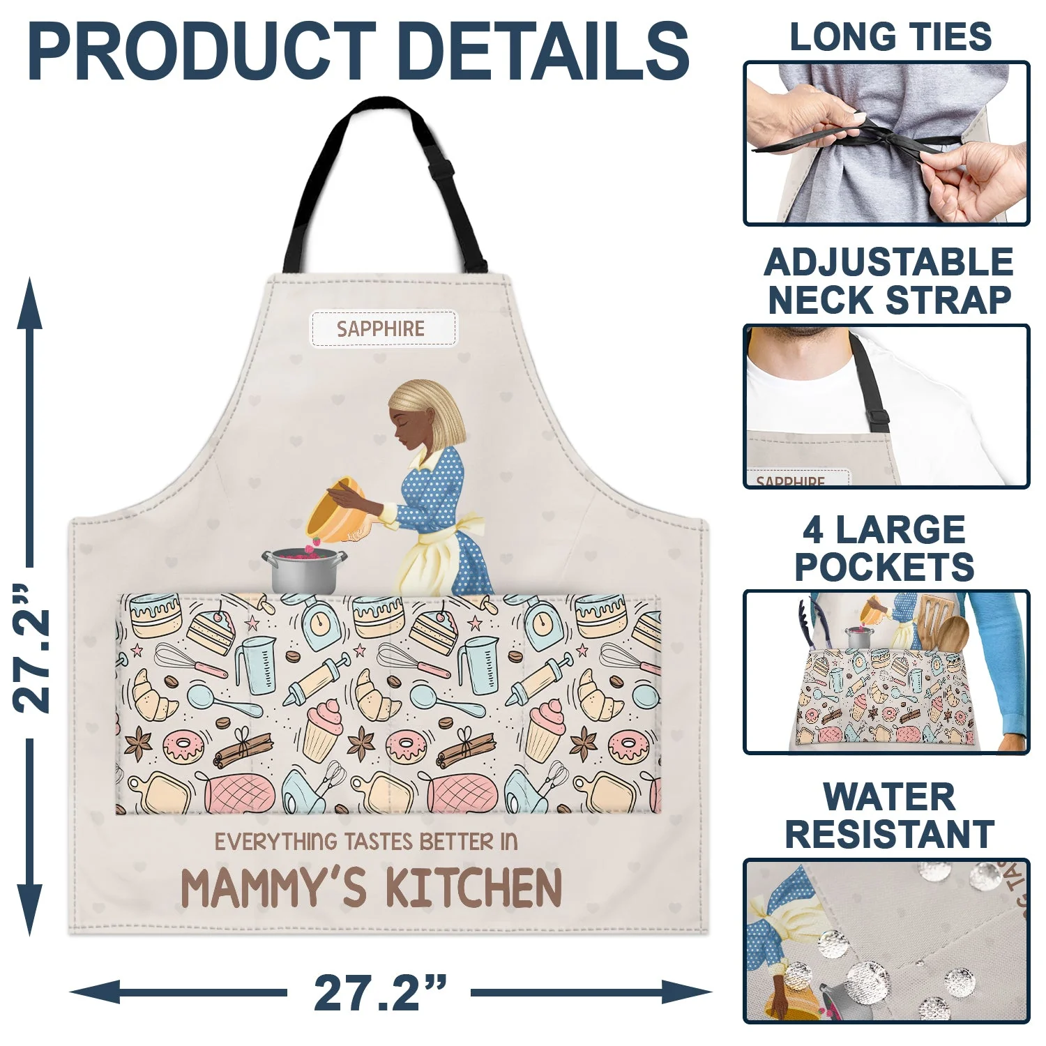 Everything Tastes Better In Mom's Kitchen - Gift For Mom, Mama - Personalized Apron - Image 4