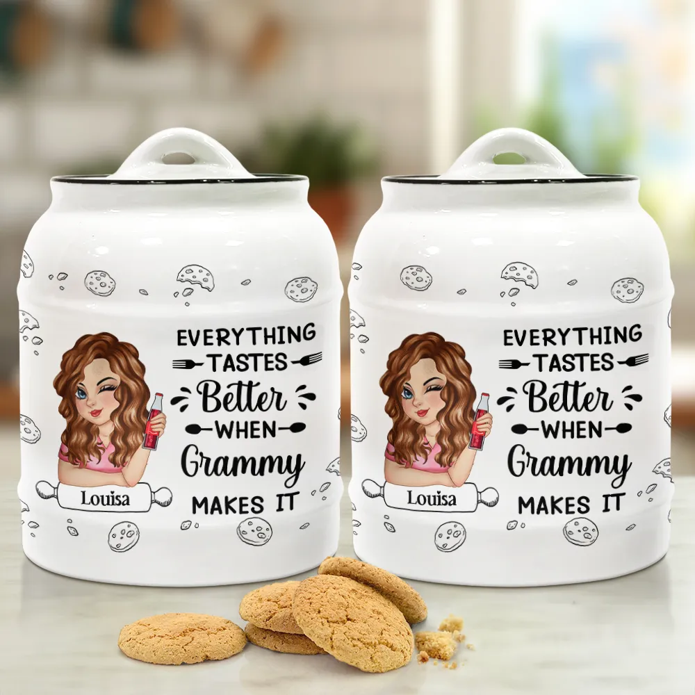 Everything Tastes Better When Grandma Makes It - Personalized Cookie Jar - Image 2