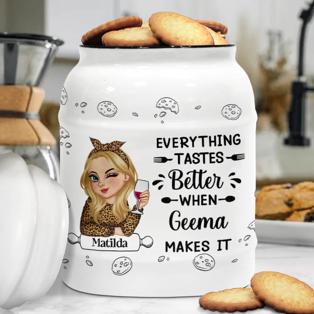 Everything Tastes Better When Grandma Makes It - Personalized Cookie Jar - Image 3