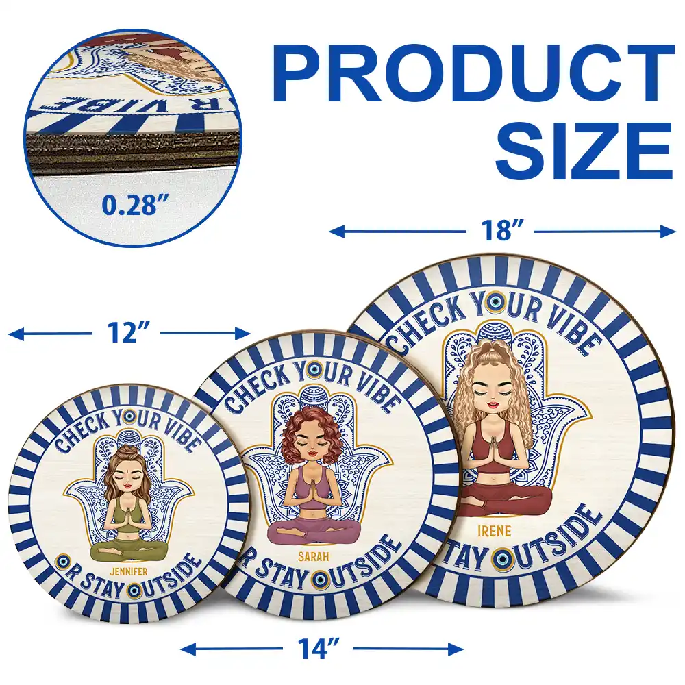 Evil Eye Check Your Vibe - Personalized Wood Circle Sign - Image 5