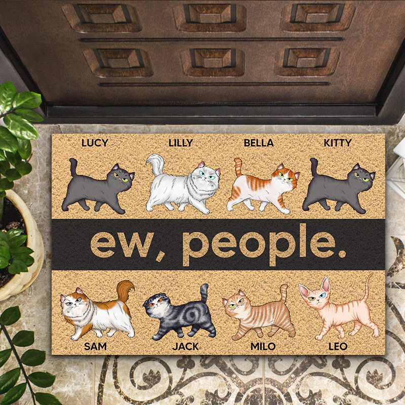 Ew People - Gift For Cat Lovers - Personalized Custom Doormat - Image 2