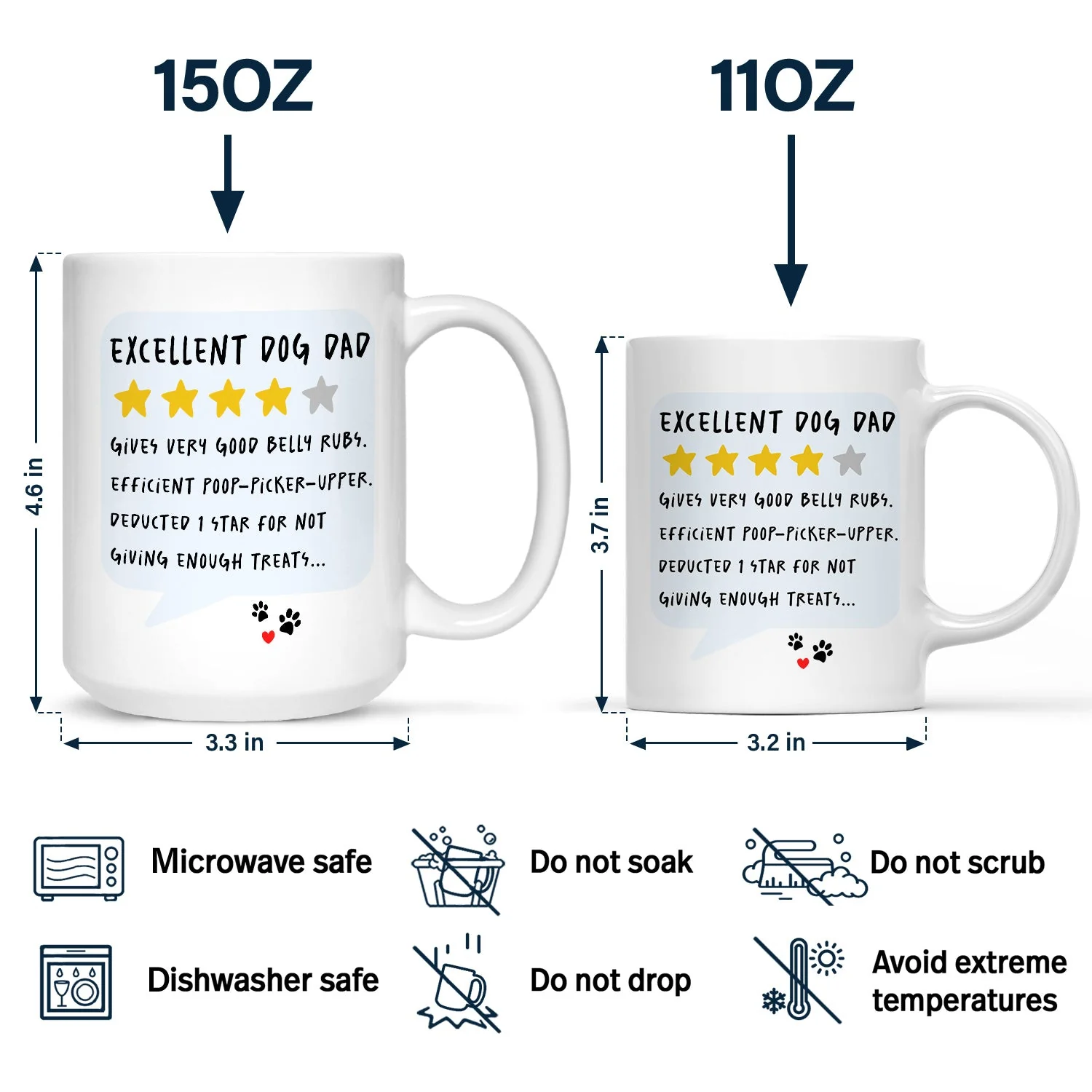 Excellent Dog Dad Cat Dad But Only 4 Stars - Personalized Mug - Image 4