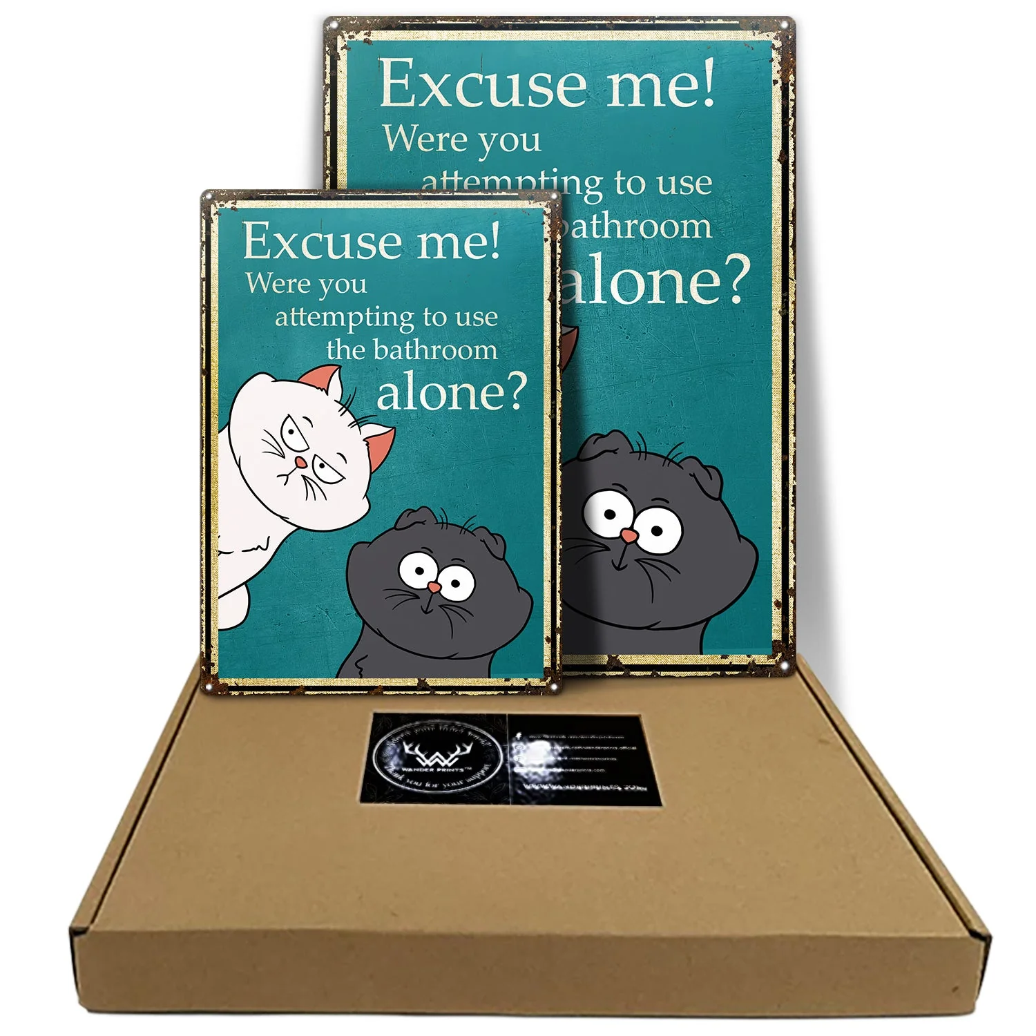 Excuse Me Were You Attempting To Use The Bathroom Alone - Home Decor Gift For Cat Lovers - Personalized Classic Metal Signs - Image 5