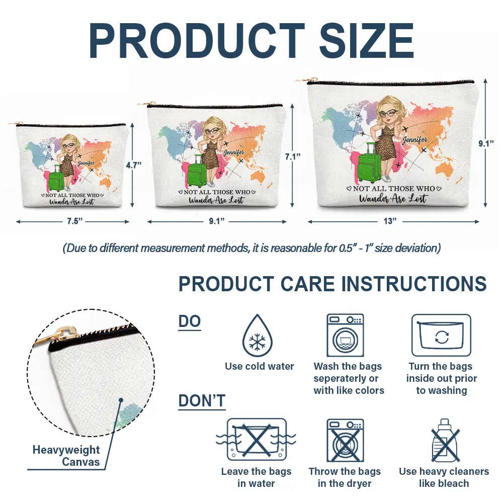 Excuse Me While I Travel The World - Personalized Cosmetic Bag - Image 6