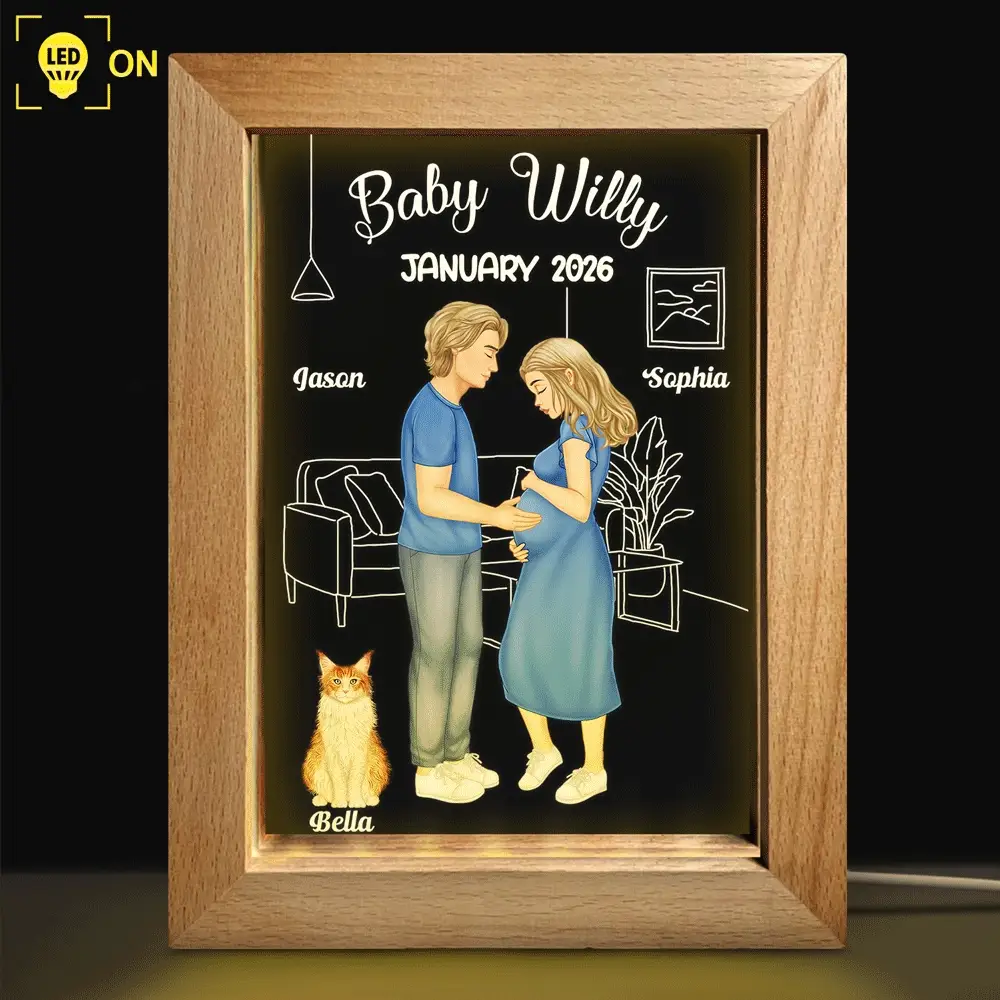 Expecting Parents Baby Arriving Dog Parents To Human Parents - Personalized Frame Lamp - Image 2