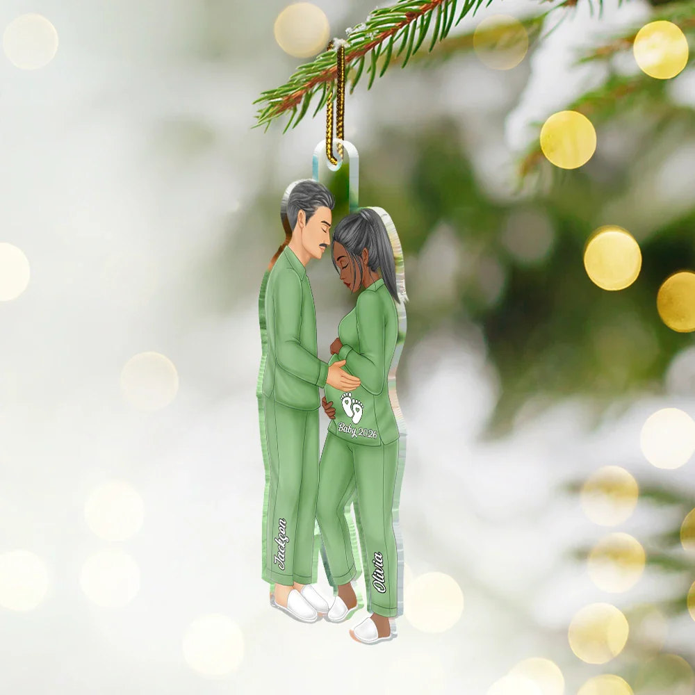 Expecting Parents Christmas Pregnancy - Personalized Custom Shaped Acrylic Ornament - Image 2