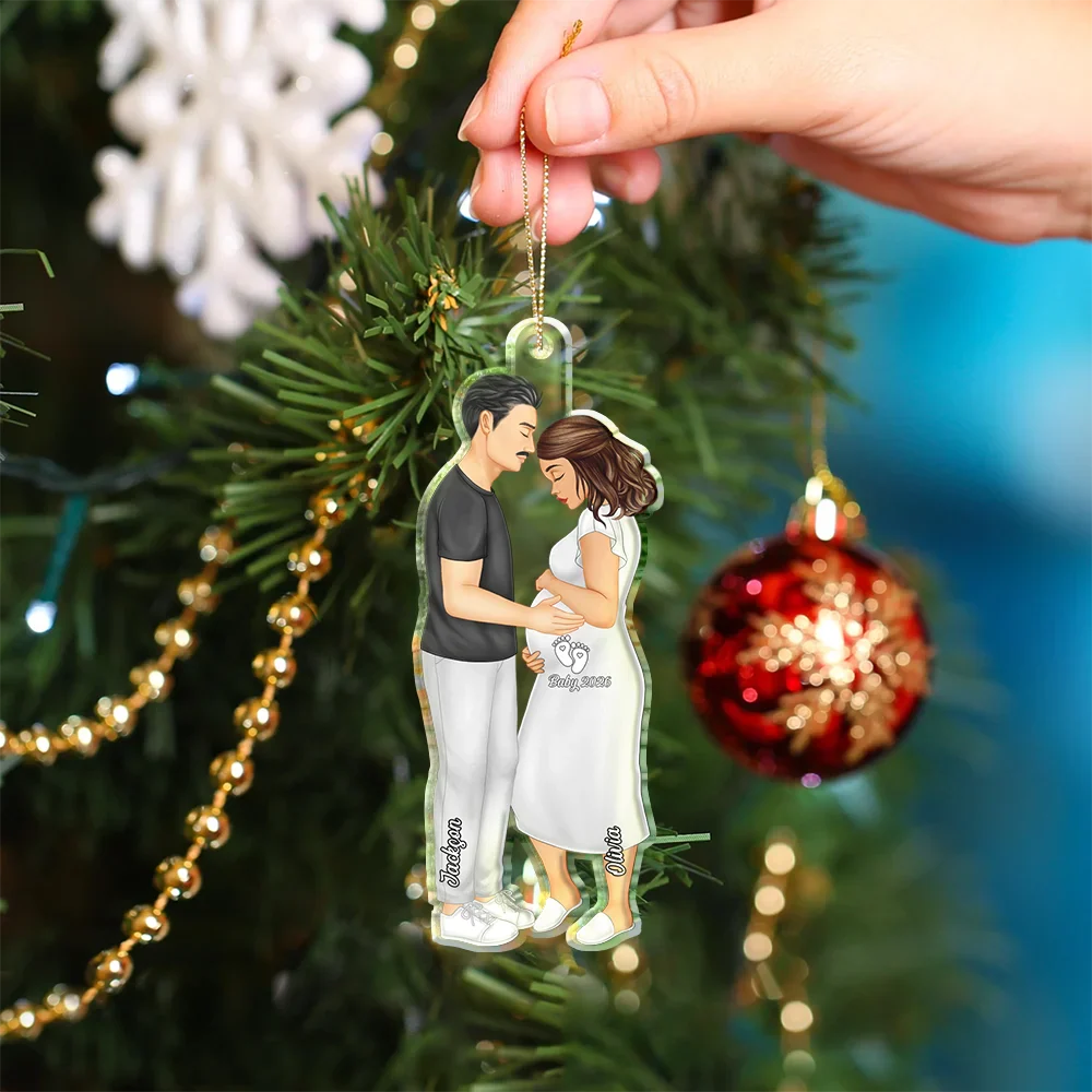 Expecting Parents Christmas Pregnancy - Personalized Custom Shaped Acrylic Ornament - Image 4