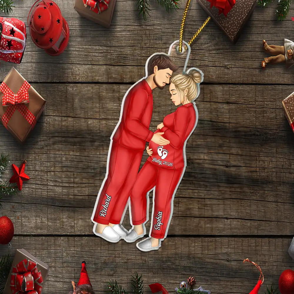 Expecting Parents Christmas Pregnancy - Personalized Custom Shaped Acrylic Ornament - Image 5