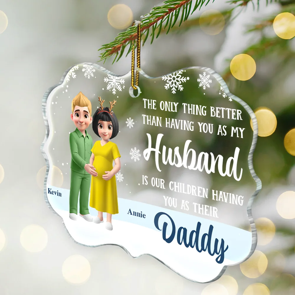 Expecting Parents Having You As A Dad - Personalized Medallion Acrylic Ornament - Image 2