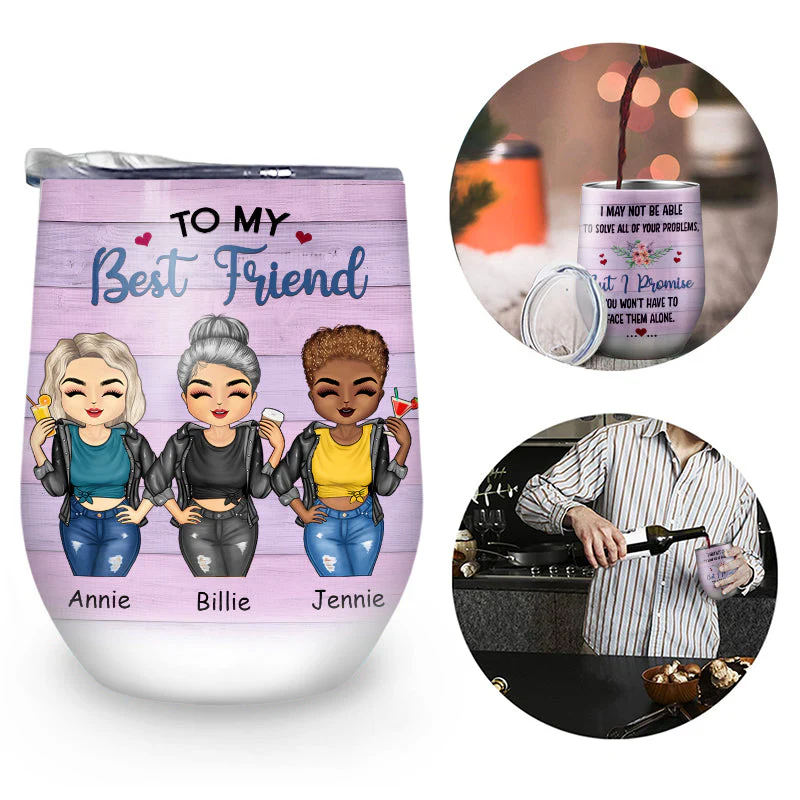 Face Them Alone - Gift For Best Friends, BFF - Personalized Custom Wine Tumbler - Image 2
