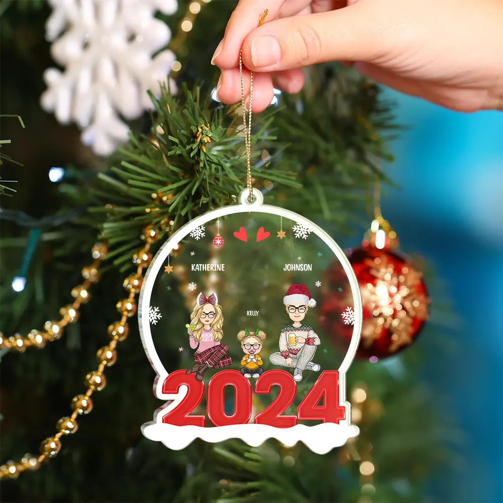 Family 2024 - Christmas Gift For Family - Personalized Custom Shaped Acrylic Ornament - Image 4