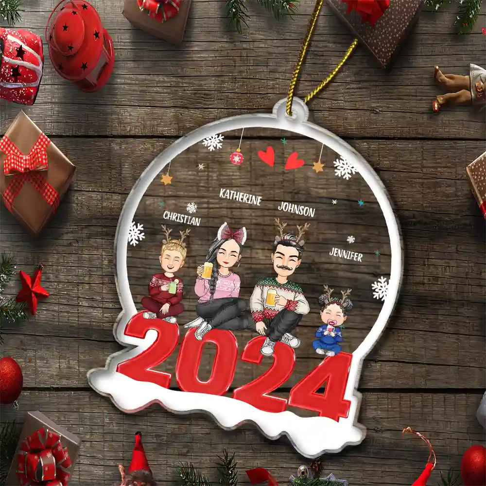 Family 2024 - Christmas Gift For Family - Personalized Custom Shaped Acrylic Ornament - Image 5